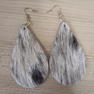 Handmade Western Cowgirl Cow Hide Fur Earrings